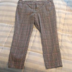 Herringbone Pink and Black Plaid Old Navy Pixie Ankle Dress Pant
